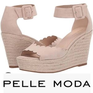 PELLE MODA Beige Suede Wedge Sandals